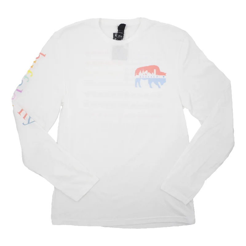 Women's antibacterial long sleeve sport shirtBuffalo Skyline Pastel Rainbow Flag Long Sleeve Shirt