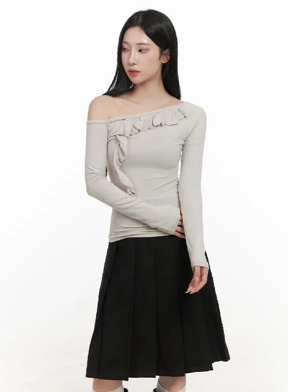 Button - Down Women Long Sleeve Top for a Classic StyleOne Shoulder Long Sleeve Blouse CD410