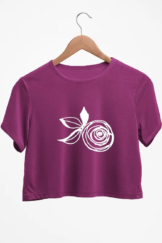 Puff - Sleeve Women's Crop Top in Pastel Green for a Retro and Fashion - Forward OutfitRose Graphic Printed Purple Crop Top