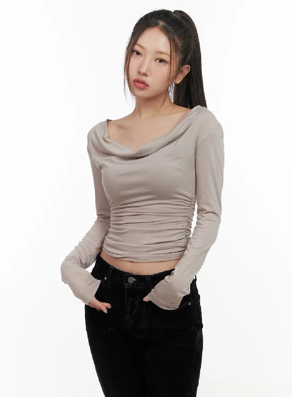 Plus Size Women Long Sleeve Top for a Flattering and Comfortable FitSolid Long Sleeve Crop Tee CD413