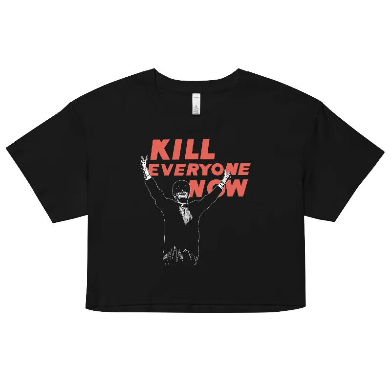 Plunging V - Neck Women's Crop Top in Red for a Bold and Sexy StatementNomeansno "Kill Everyone Now" Black Crop Top