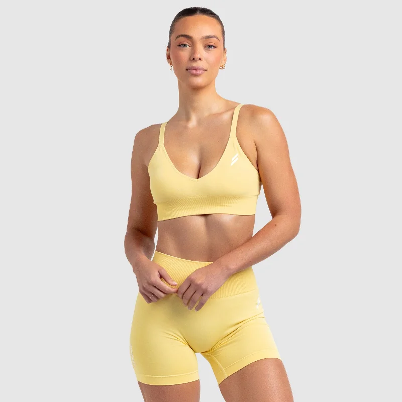 Printed Floral Women's Crop Top in Yellow for a Vibrant and Spring - Inspired OutfitScrunch 2 Seamless Crop - Butter Yellow