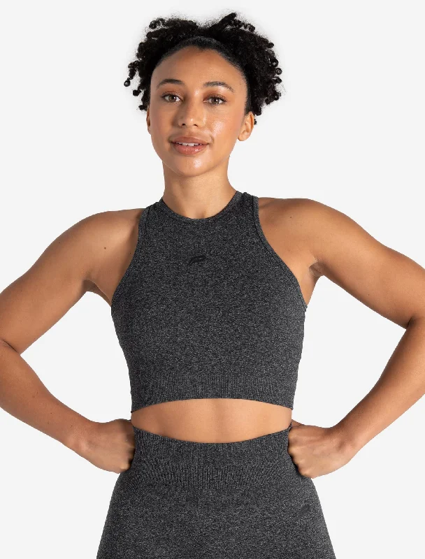 Sleeveless Women's Linen Crop Top in Natural for a Breathable and Casual Summer StyleForm Seamless Crop Tank - Black Marl