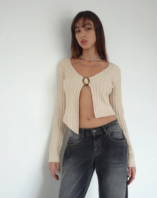 Plaid Women Long Sleeve Top for a Preppy VibeMohara Long Sleeve Butterfly Top in Neutral Knit