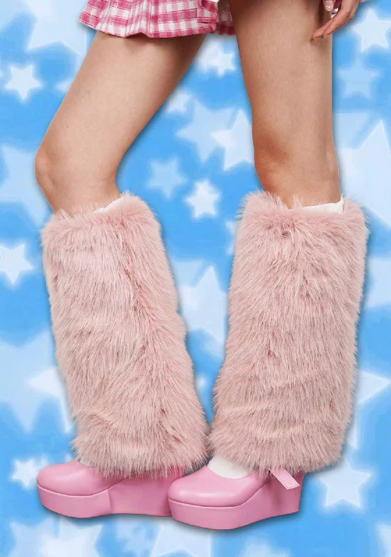 Pink Faux Fur Y2K Leg Warmers Cherrykitten