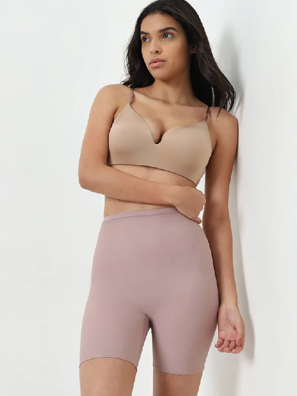 Cropped Women's Corduroy Pants in Autumn ColorsWunderlove Mauve High-Rise Cooling Longpants Shapewear