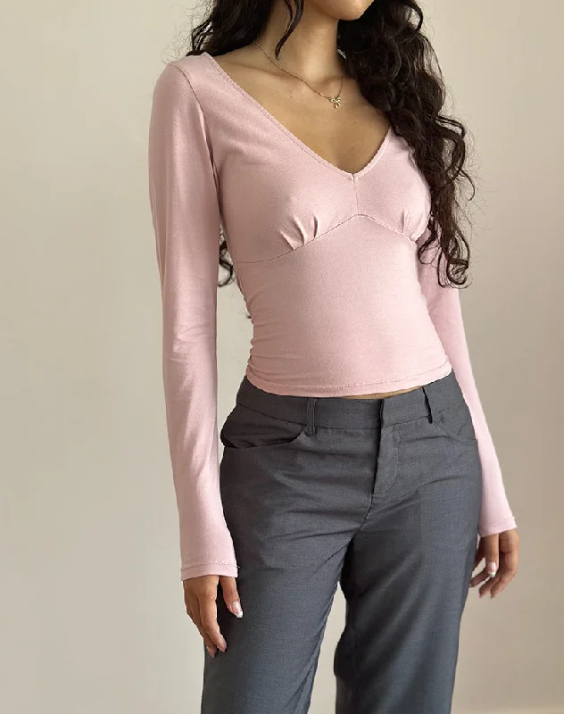 Turtleneck Women Long Sleeve Top for Cold Winter DaysSisil Long Sleeve Top In Pink Lady