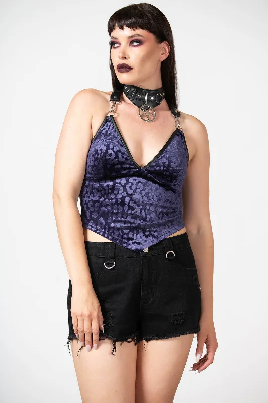 Sheer mesh halter top for layering over swimsuitsAlley Cat Halter Top [PLUM]