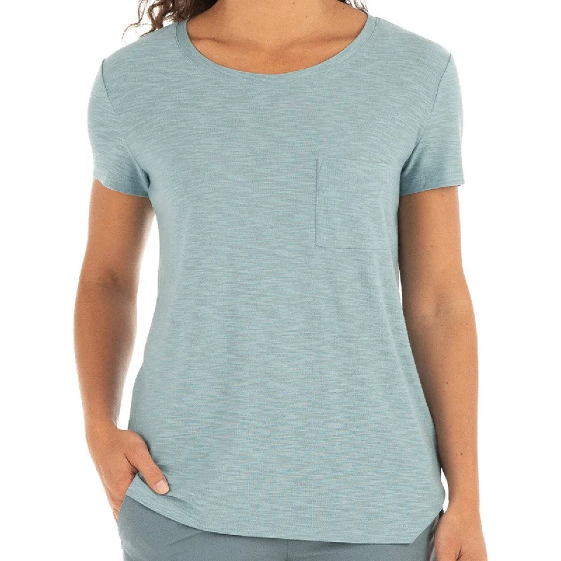 V - Neck Women T Shirt to Enhance the NecklineWomen's Bamboo Slub Channel Pocket Tee