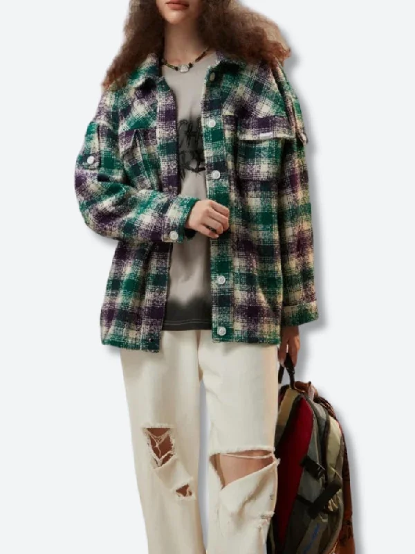 Women's plaid long sleeve flannel shirt for winterFlannel Shirt Jacket