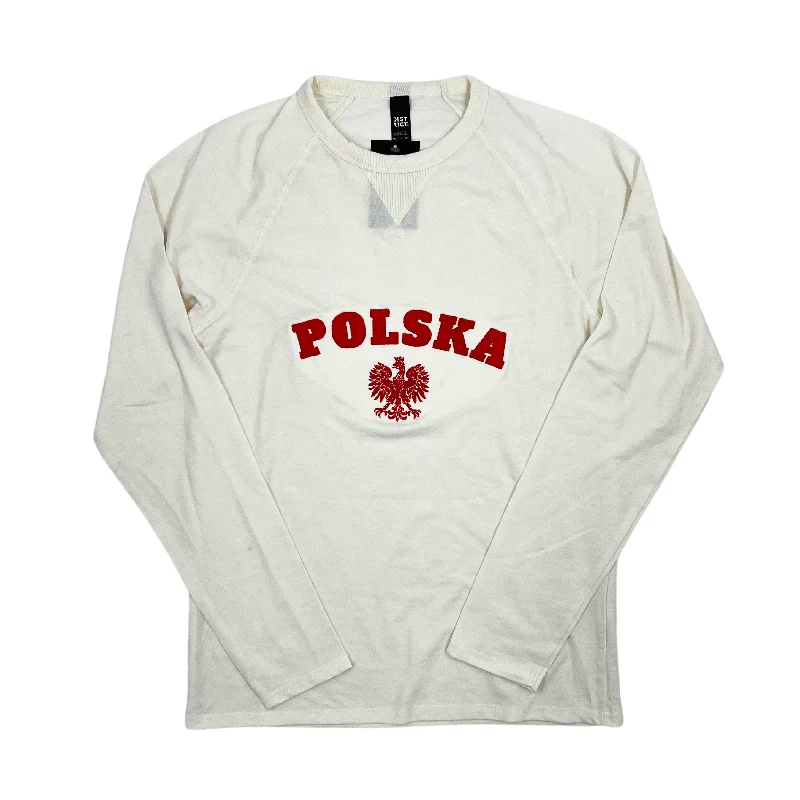 Women's oversized long sleeve linen blend shirtPolska With The White Eagle French Terry Cream Shirt