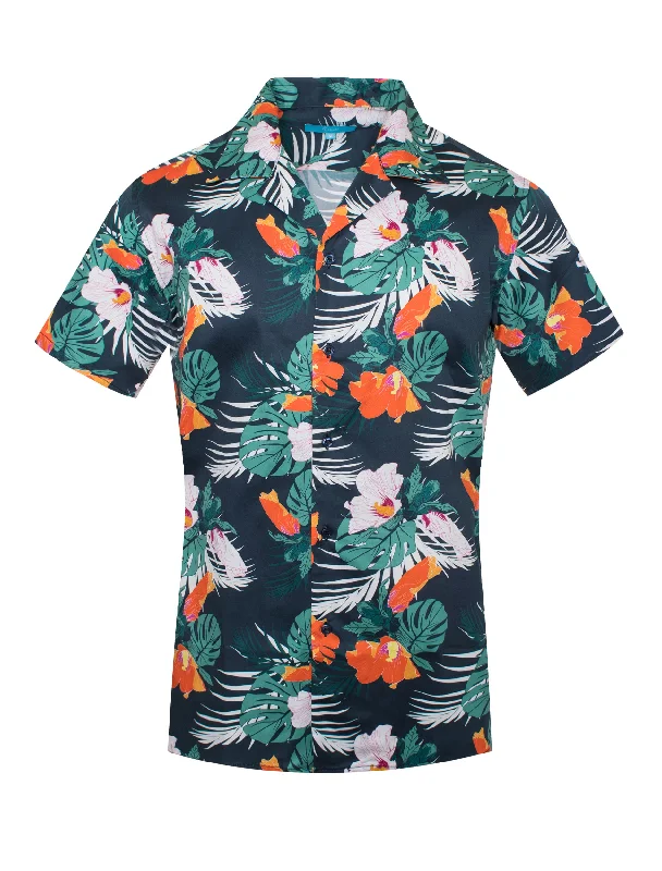 Pocketed Women T Shirt for Added FunctionalityTropical Print Cotton stretch shirt, Maui Flower