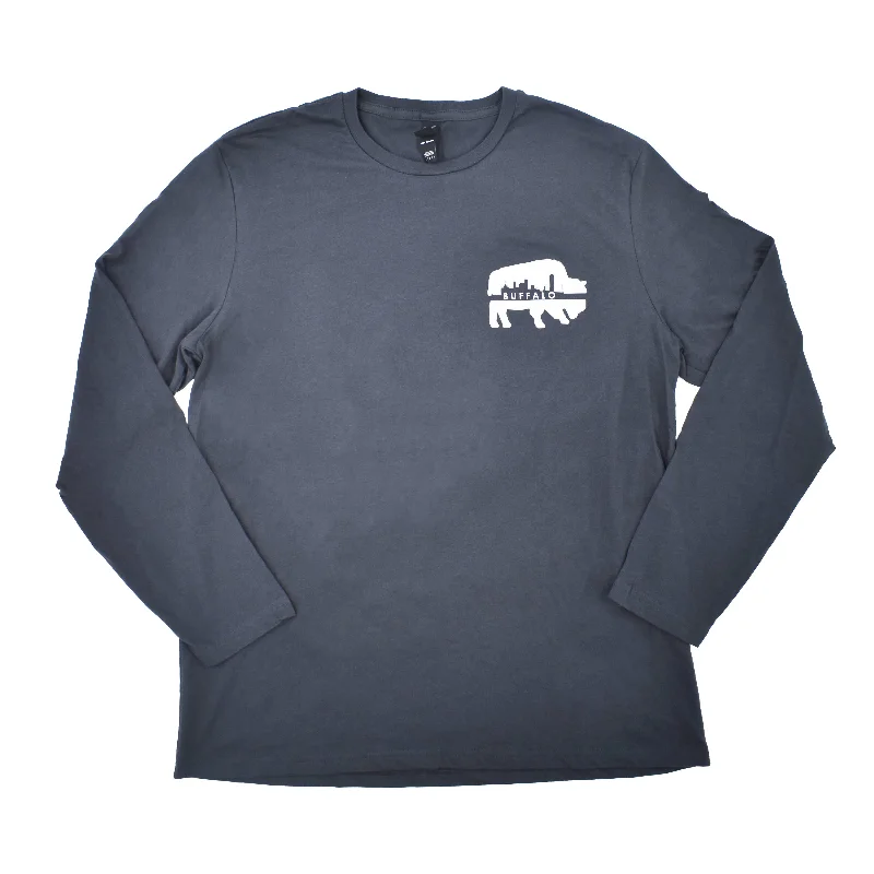 Women's sustainable long sleeve organic cotton shirtBuffalo Skyline Charcoal Grey Long Sleeve Shirt