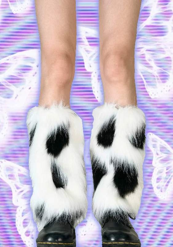 Y2K Speckle Faux MILK Fur Leg Warmers