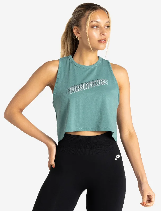 High - Neck Women's Crop Top in Burgundy with Lace Trim for an Elegant and Sophisticated VibeWave Crop Tank - Teal