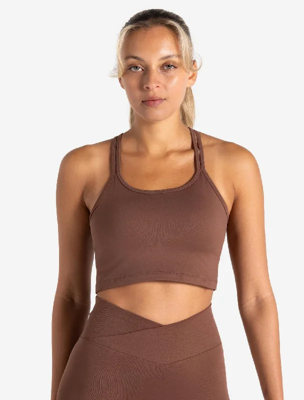 Plunging V - Neck Women's Crop Top in Red for a Bold and Sexy StatementSculpt Seamless Built-In Bra Tank - Cocoa Brown