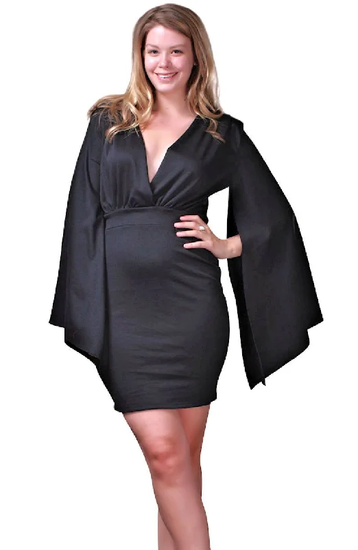 Plus Size Dress Angel Sleeve Short V-Neck Cocktail Party