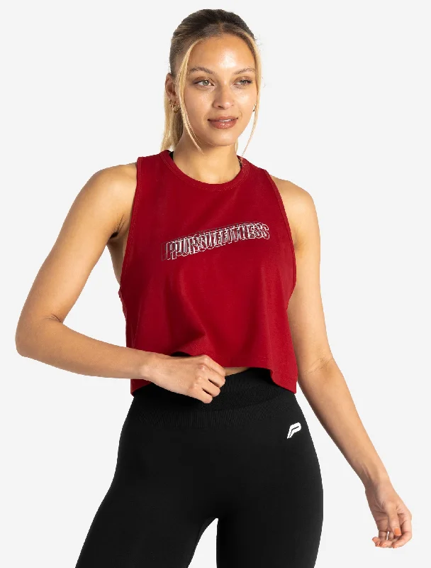 Long - Sleeve Women's Ribbed Crop Top in Beige for a Stylish and Cozy Fall OutfitWave Crop Tank - Maroon