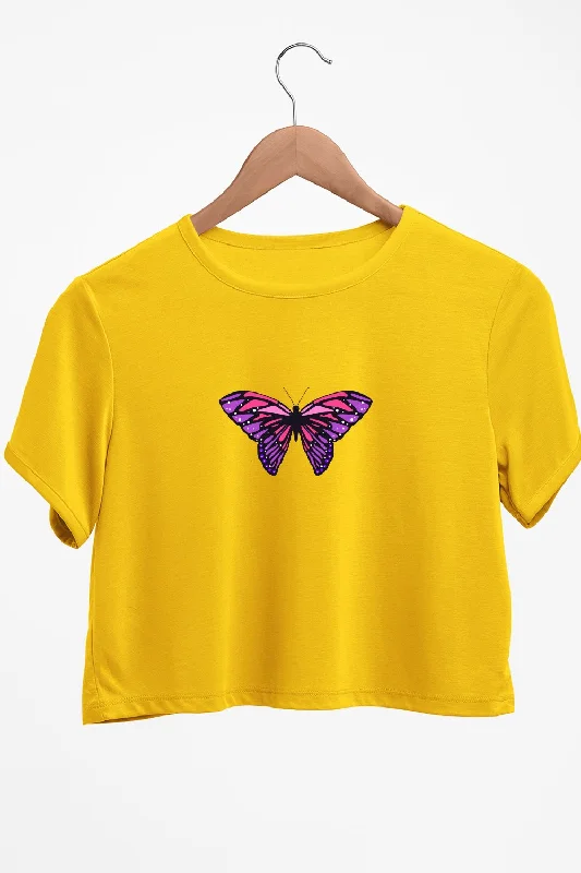 Plunging V - Neck Women's Crop Top in Red for a Bold and Sexy StatementButterfly Graphic Printed Yellow Crop Top