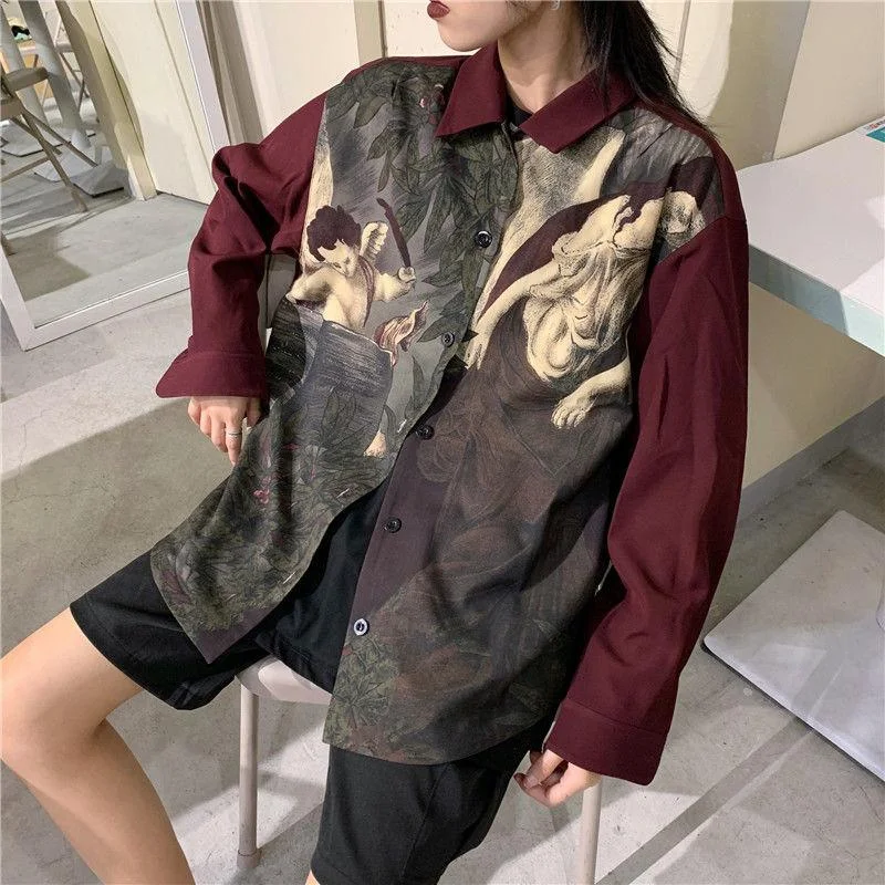 Women's tall long sleeve shirt with extra lengthAngel Print Long Sleeve Shirt