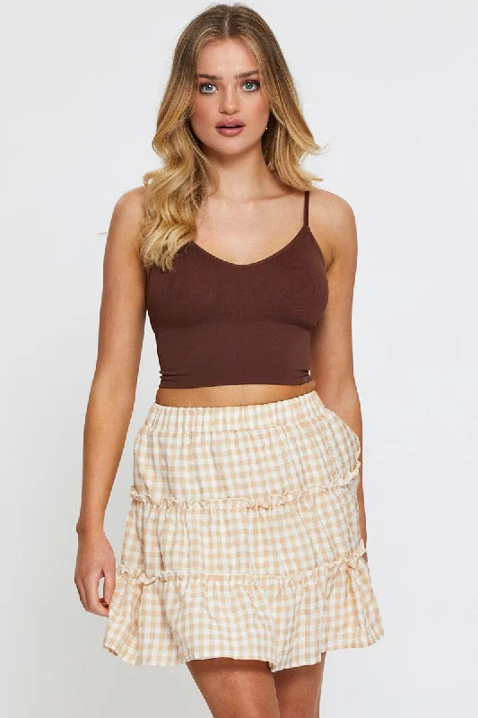 Wrap - around skirts for easy wearing Check Gingham Mini Skater Skirt