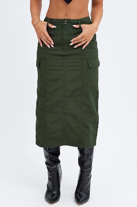 Skirts for dancing Green Cargo Skirt High Rise
