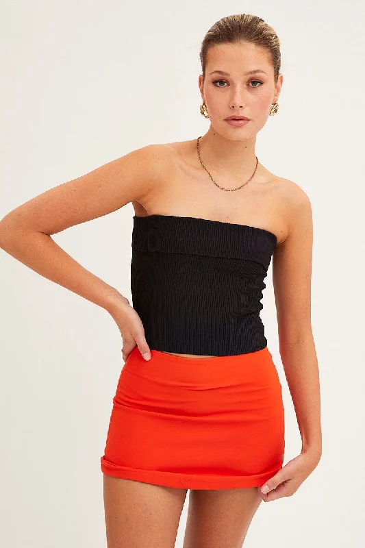 Skirts for cocktail parties Orange Mini Skirt High Rise