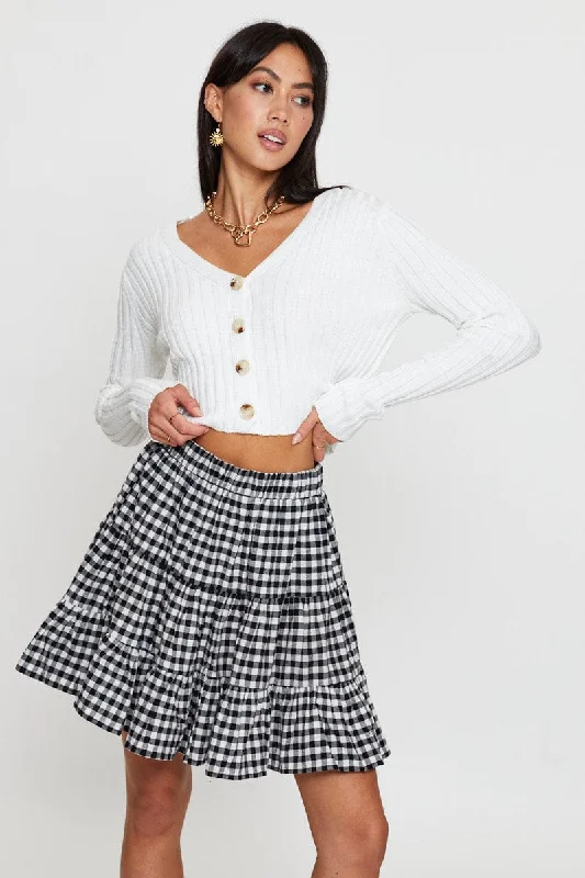 Skirts for pregnant women Check Flare Skirt Mini High Rise