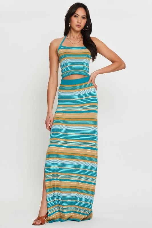 Skirts for cocktail parties Stripe Knit Skirt Maxi