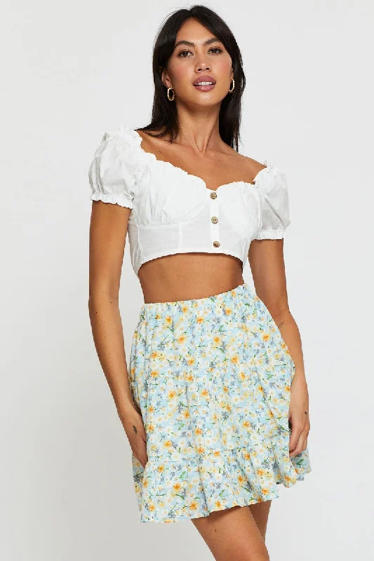 Wrap - around skirts for easy wearing Print Flare Skirt Mini High Rise