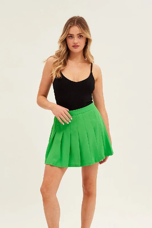 Striped skirts for a nautical look Green High Waist Pleated Tennis Skirt