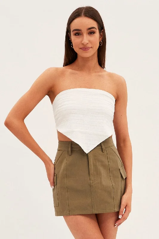 Skirts with a side zipper Green Cargo Skirt Mini Mid Rise