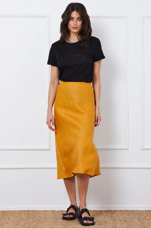 Skirts for a charity event Yellow Midi Skirt Linen