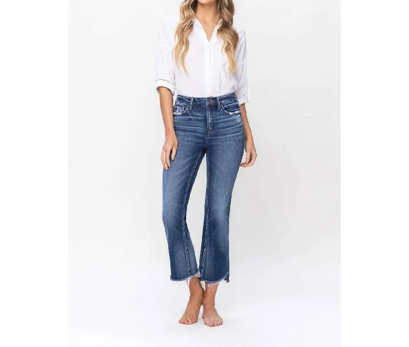 Wide - leg women jeans for a modern and relaxed vibeIngenuity Crop Flare Jeans In Dark Wash