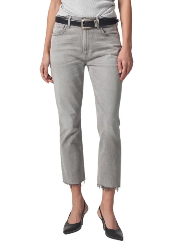 Dark - wash women jeans for a sophisticated and slimming effectIsola Straight Crop Jeans In Quartz Grey