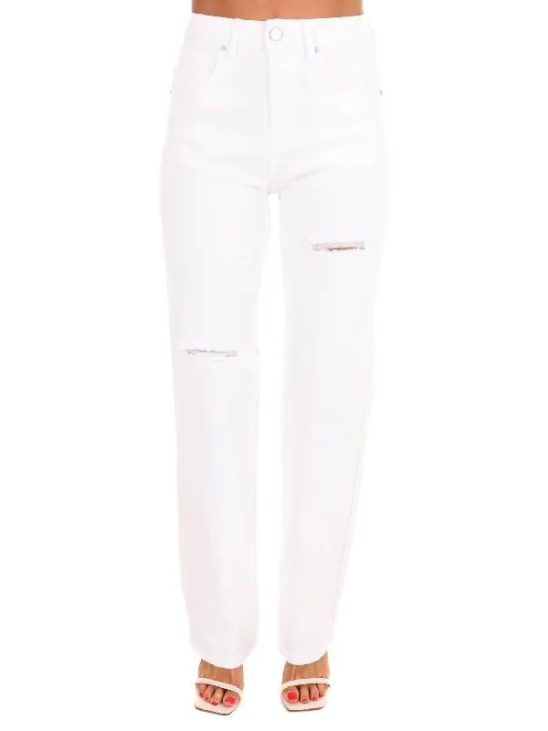 Ripped women jeans for a rebellious and fashion - forward styleJust Another Day High Rise Straight Jeans In White