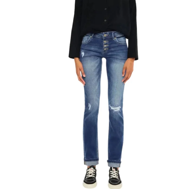 High - rise flare women jeans for a 70s - inspired lookMidrise Straight Leg Jeans In Medium Stone Wash