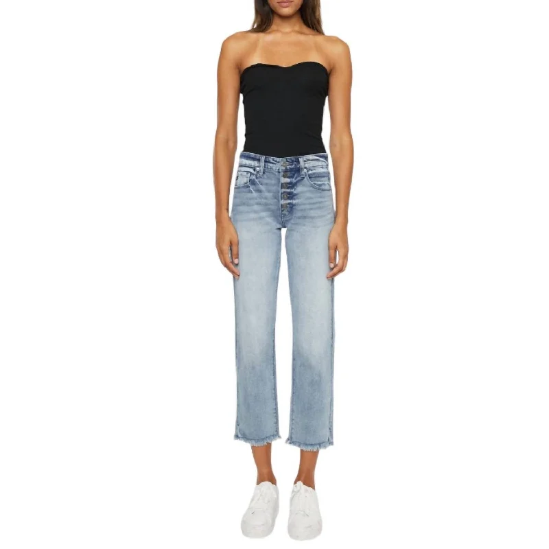 Button - fly women jeans with a traditional touchMorgana High Rise Straight Fit Jeans In Light Stone Wash