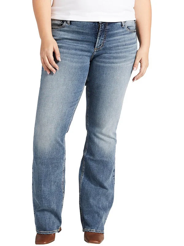 Distressed women jeans for a trendy and edgy lookPlus Elyse Womens Curvy Fit Slim Bootcut Jeans