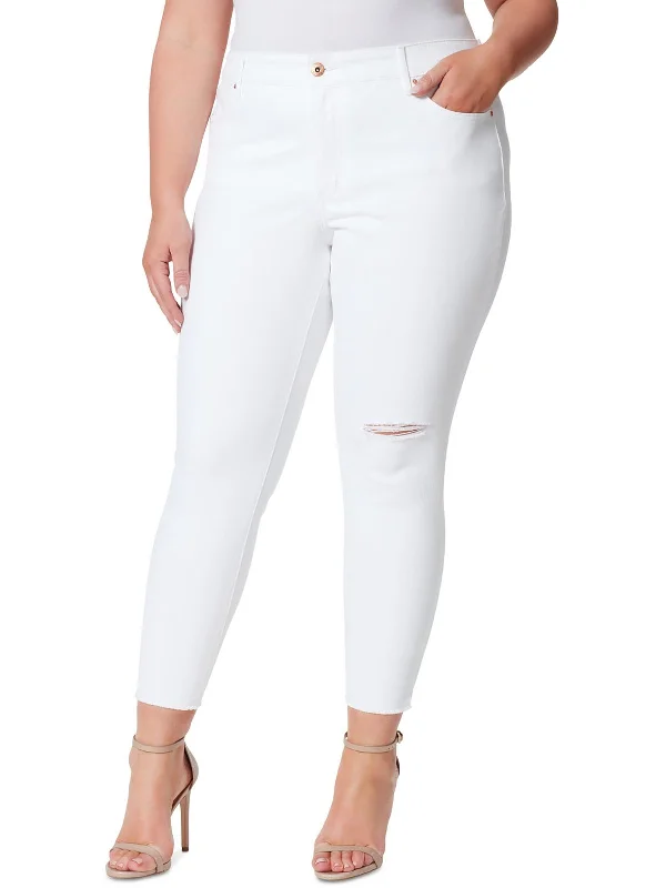 Distressed women jeans for a trendy and edgy lookPlus Womens High Rise Destroyed Skinny Jeans