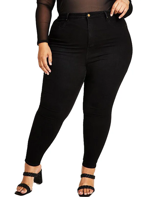 Stretch women jeans for enhanced mobility and comfortPlus    Womens High Rise Knit Skinny Jeans