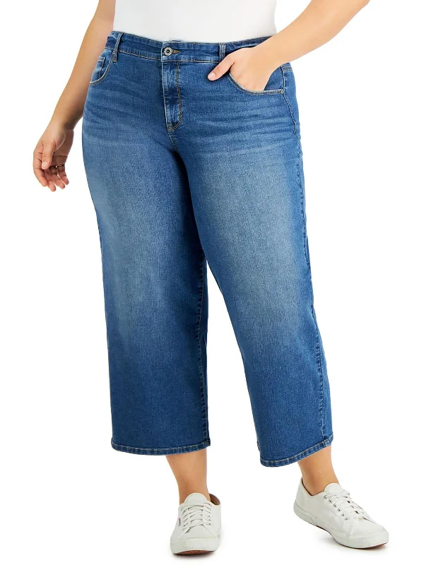 Light - wash women jeans for a fresh and summery appearancePlus Womens High Rise Slimming Wide Leg Jeans