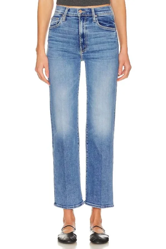 Acid - wash women jeans with a retro finishRambler Zip Flood Straight Jeans - Petite In Out Of The Blue