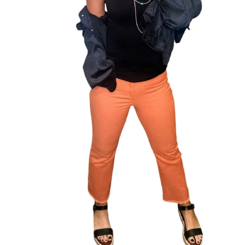 Plus - size women jeans for a comfortable and stylish fitStretchy Pants Cropped Flares In Orange Jeans