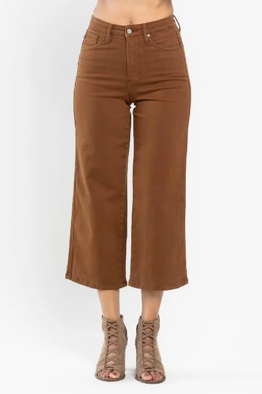 Dark - wash women jeans for a sophisticated and slimming effectTummy Control Garment Dyed Jeans In Brown