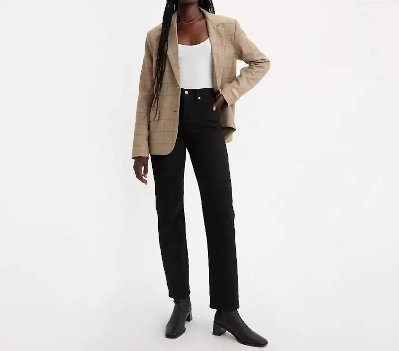 Colored women jeans in vibrant hues like red and yellowWedgie Straight Fit Jeans In Black Sprout