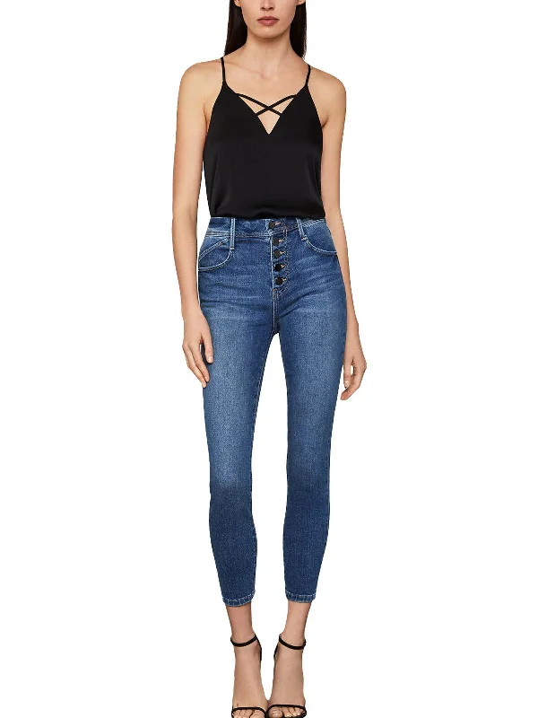 Dark - wash women jeans for a sophisticated and slimming effectWomens High Rise Skinny Cropped Jeans