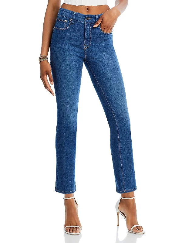 Acid - wash women jeans with a retro finishWomens High Rise Stretch Straight Leg Jeans