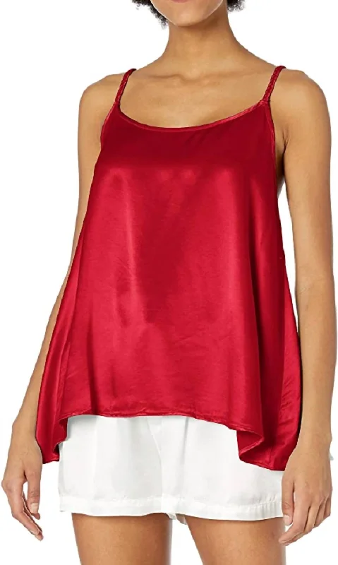 Plunge Neck Women's Seamless Tank Tops for a Smooth FitDaisy Satin Tank With Braided Straps & Elastic Back In Red