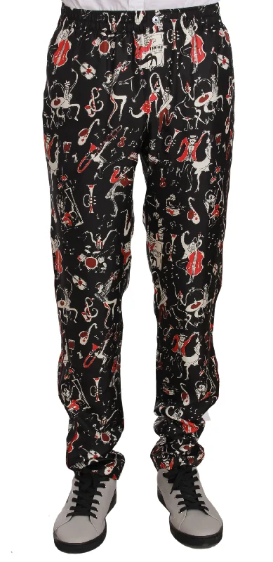 Dolce & Gabbana Elegant  Silk Lounge Pants with  Men's Print